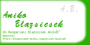 aniko blazsicsek business card